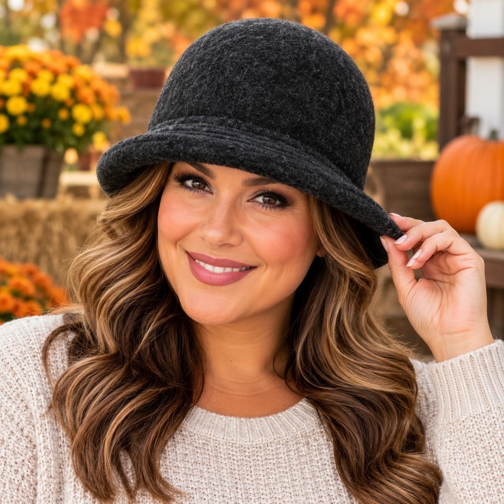 Parkhurst Charcoal Gray Bowler Cloche Hat 100% Wool Minimalist Old Money Chic